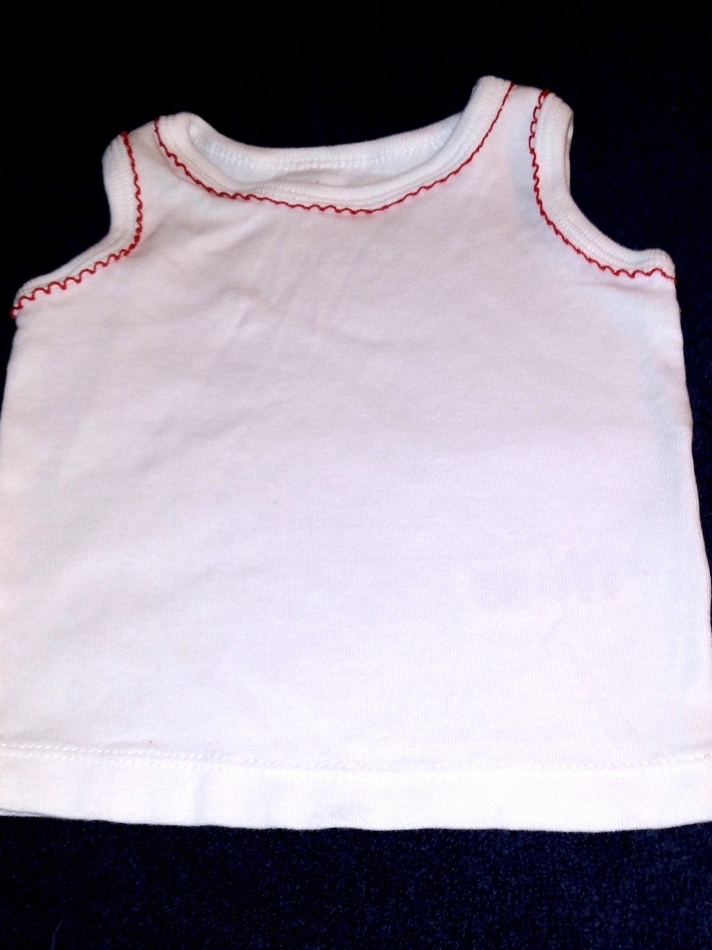 Toddler White Tank Top with Red Stitching